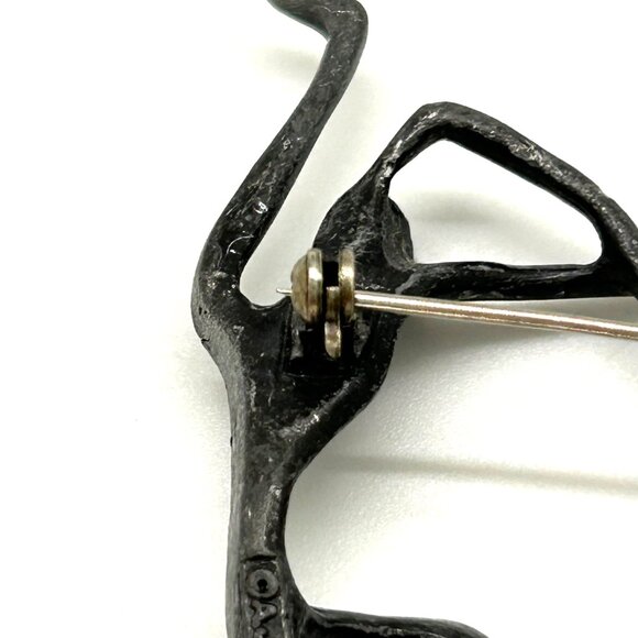 Modern Dancers Brooch darkened Silver-tone Metal Abstract Artistic Design Pin - Picture 5 of 11